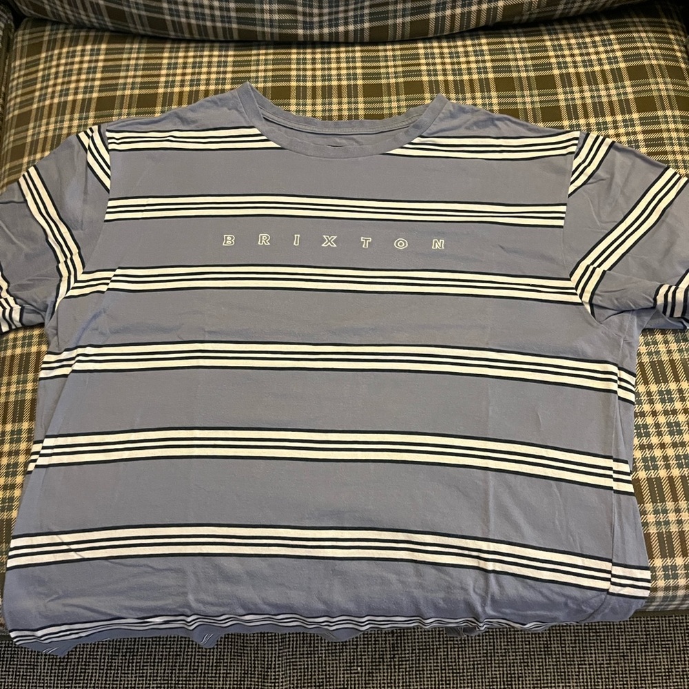 Blue and white striped Britton Co. Tshirt